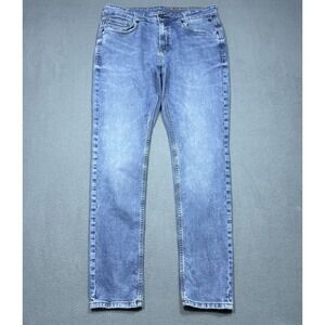 Mufti Jeans Mens 34x31 Athletic Fit Slim Taper Stretch Denim USA Light Wash